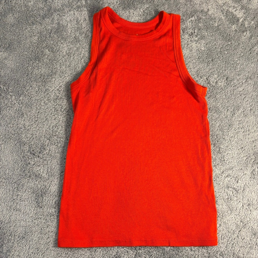 A New Day Womens Ribbed Tank Top Orange High Neck Cotton Modal Stretch Large